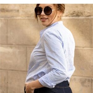 Cache Coeur Blue and White Striped Long Sleeve Top